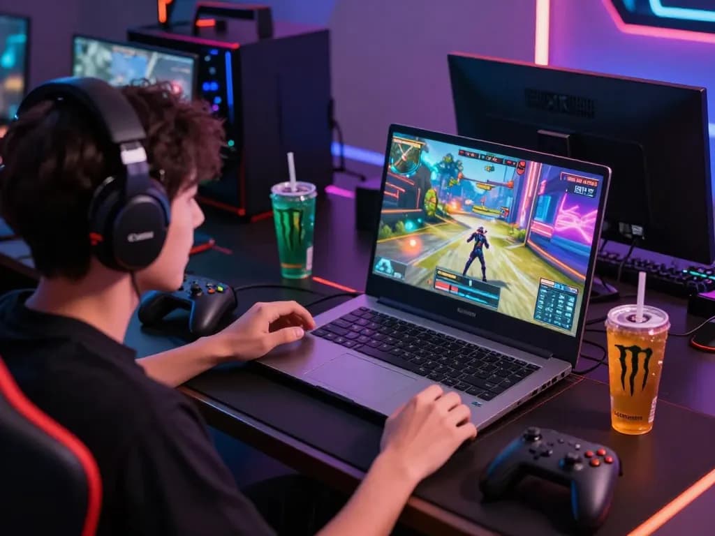 Exciting gaming atmosphere featuring user engaged with XX88 online platform on a laptop.