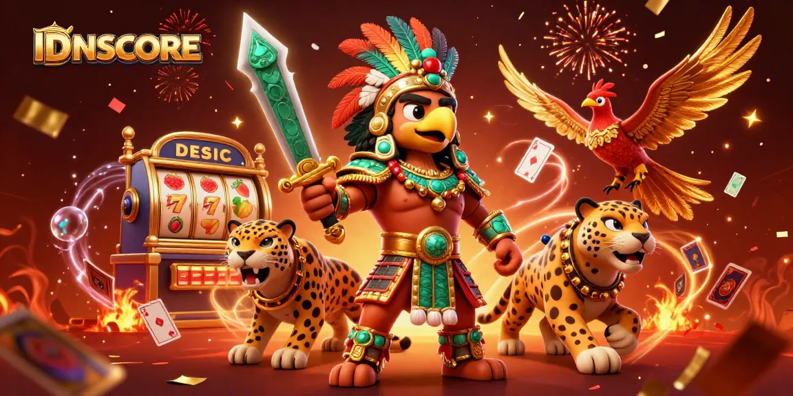 Experience thrills with IDNSCORE in this vibrant 3D casino scene showcasing action-packed gaming elements.