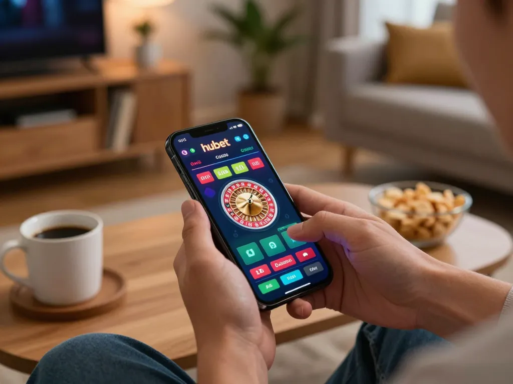 Experience winning gameplay with the hubet casino app in a cozy home setting.
