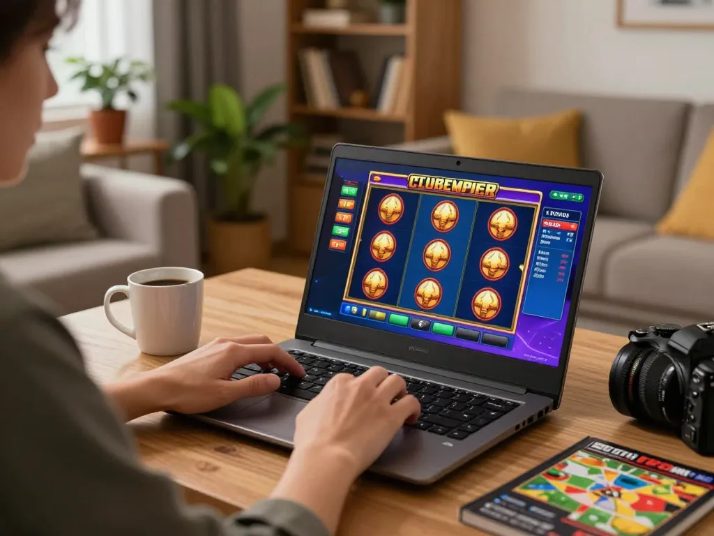 Engaging gaming session on LGODEWA platform showcasing responsible gambling in a home setting.