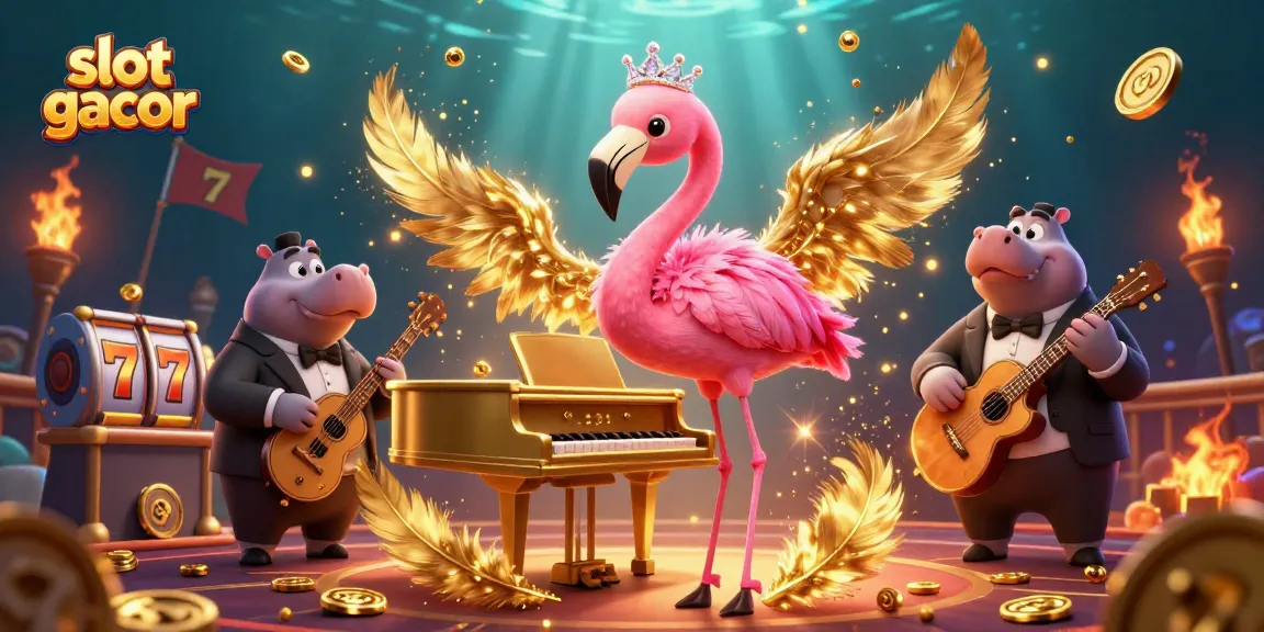 Experience the thrill of slot gacor with vibrant characters and dynamic casino elements in this lively illustration.