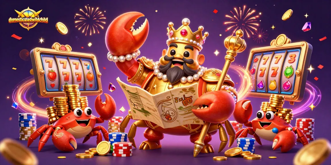 Domesticatedwildchild memimpin slot jackpot dengan gambar peta harta karun yang menakjubkan dan kepiting emas.