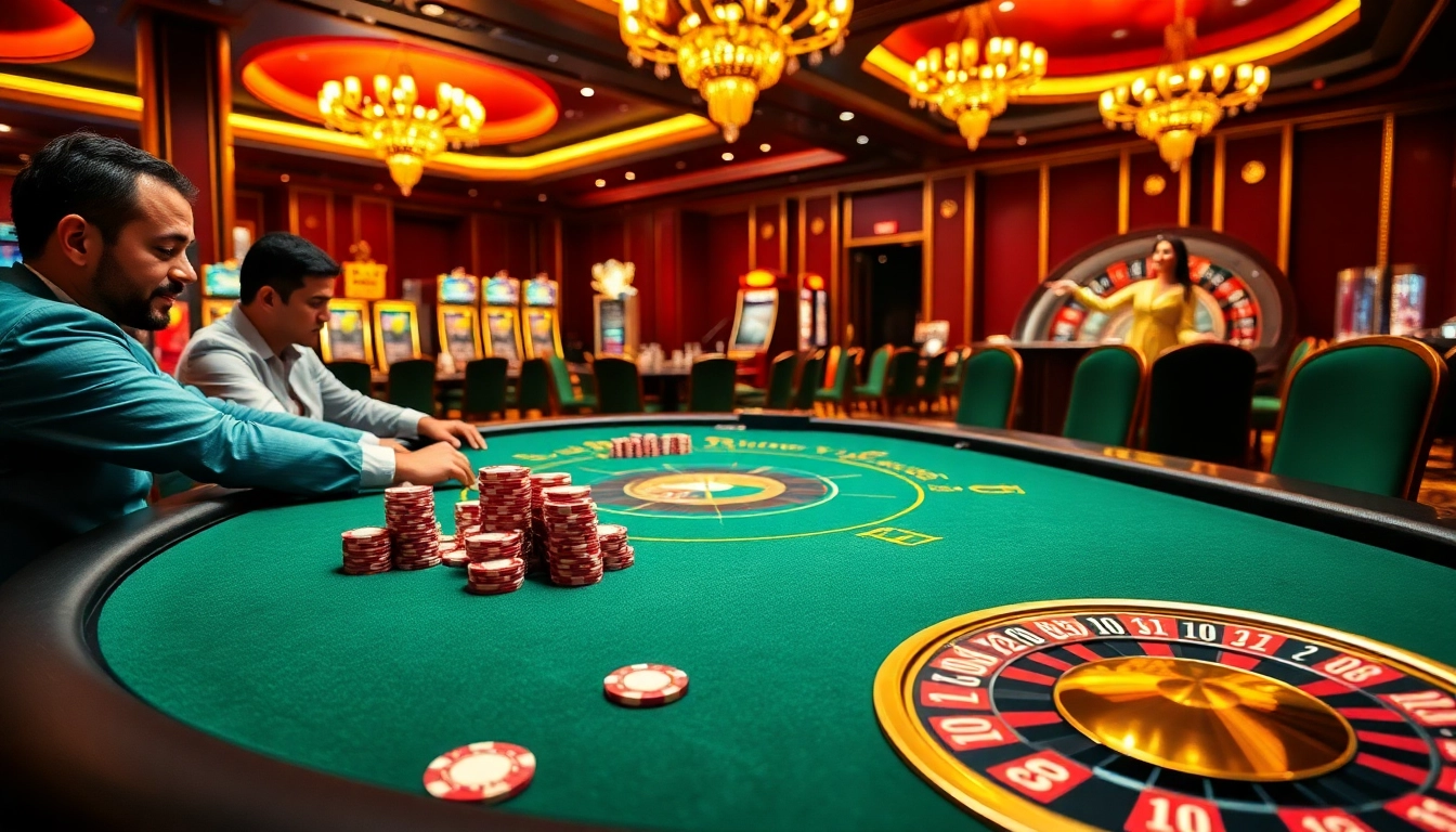 Experience the thrill of F168 at a high-end poker table surrounded by vibrant gameplay.