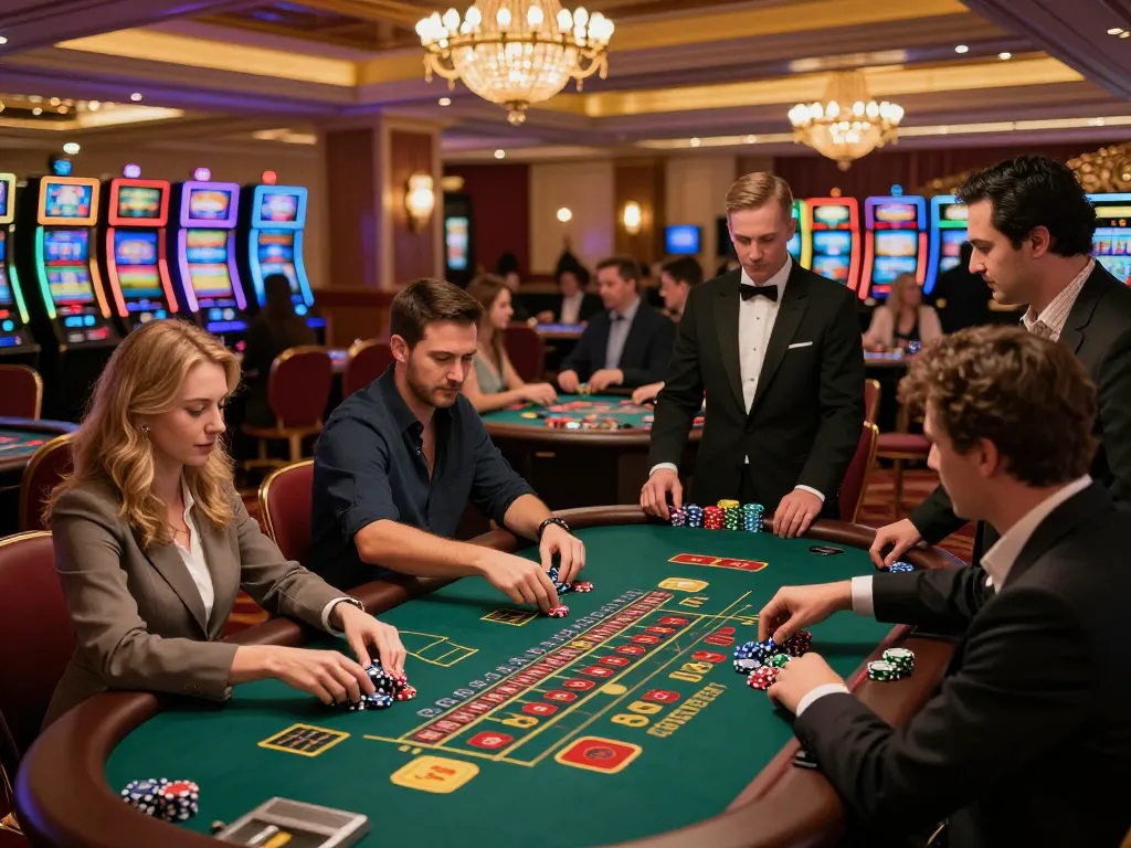 Engaging gameplay at SC88 casino with players placing bets at colorful tables