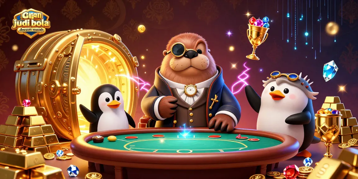 Experience the thrill of agen judi bola deposit murah with a jolly walrus and friends at an underwater poker table.