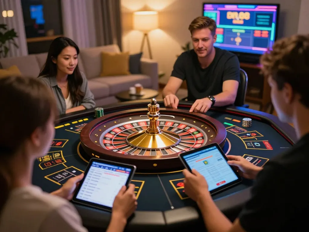 Engaged player exploring dn88 online casino roulette game with a tablet.