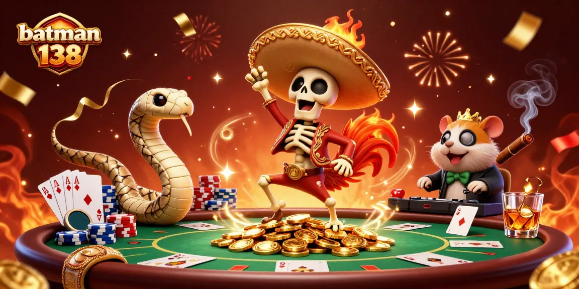 Engage with batman138 gaming excitement through a vibrant casino-themed illustration.