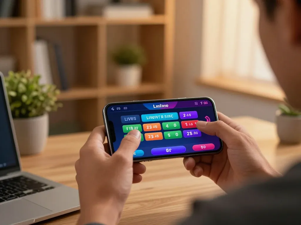 LGOGOAL live betting interface shown on smartphone during strategic placement of bets in cozy workspace.