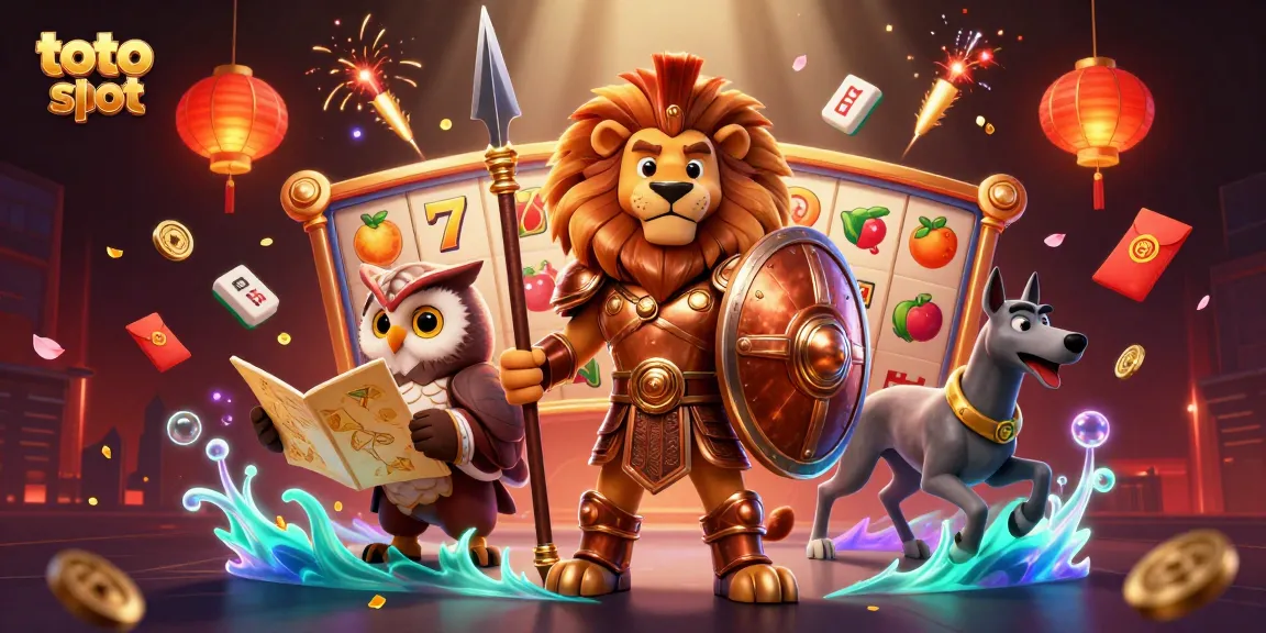 Experience the thrill of toto slot with an epic scene featuring armor-clad heroes and dynamic slot game elements.
