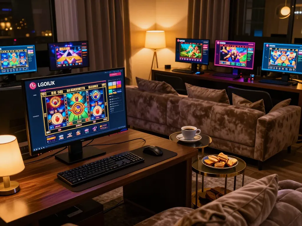 Experience exciting gameplay on LGOLUX with dynamic online casino platform and modern home setting.