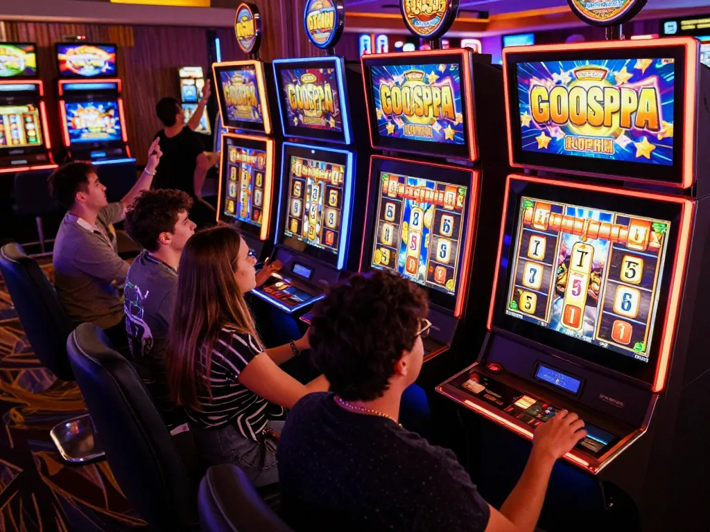Players enjoying immersive slot gaming action at LGOSUPER with colorful visuals and engaging features.