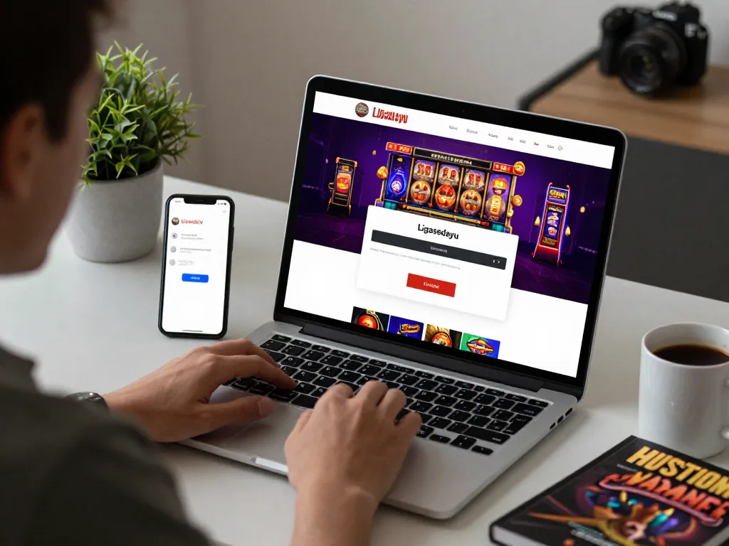 Engaging Ligasedayu login scene with user accessing online gambling platform.