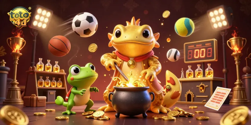 Memenangkan permainan toto 4d dengan alkimia emas dan bola olahraga yang menggairahkan.