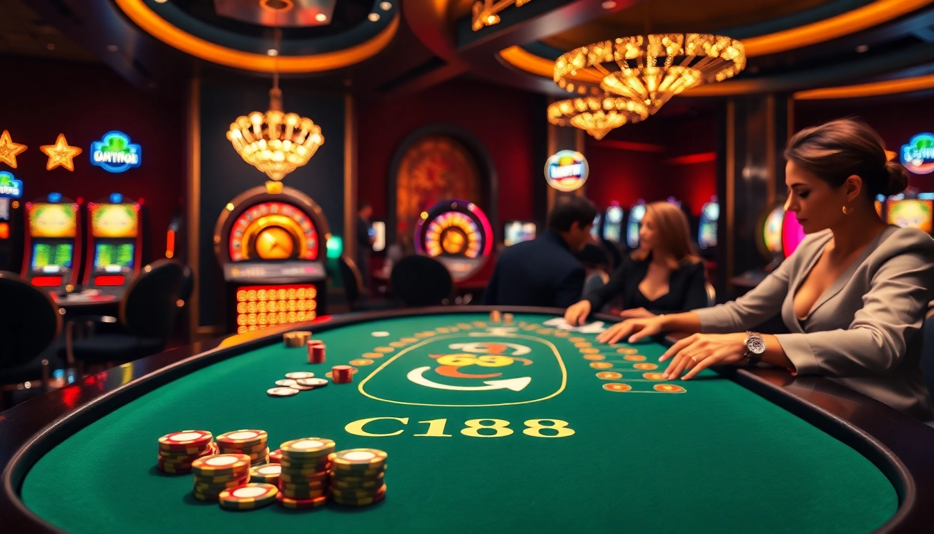 C168 offers an exciting gambling experience with modern casino elements, including poker chips and cards.