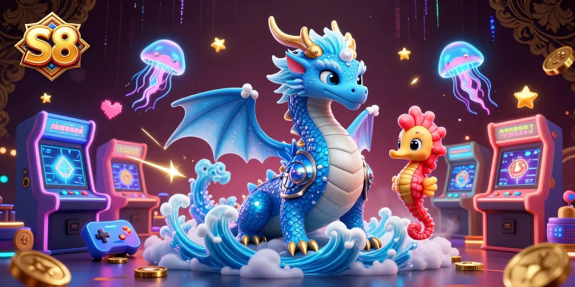 S8 offers a thrilling casino adventure with vibrant dragon, knight, and glowing gaming elements.
