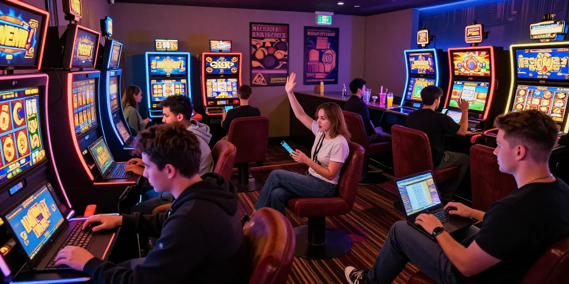 Para pemain menikmati slot online di NAGAHITAM303 dengan suasana ceria dan penuh warna.