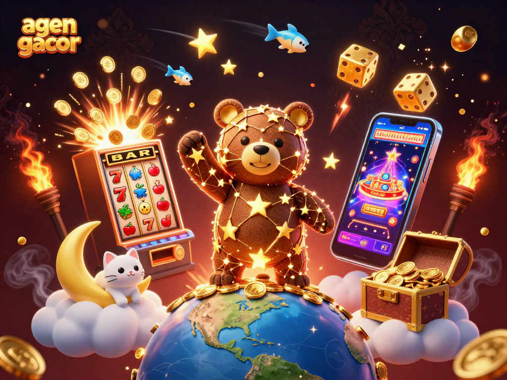 Experience winning at agen gacor with this vibrant 3D casino illustration emphasizing excitement.