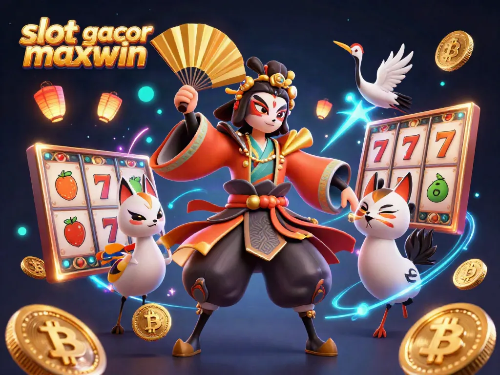 Experience the thrill of slot gacor maxwin brought to life in a vibrant 3D casino scene with dynamic game elements.
