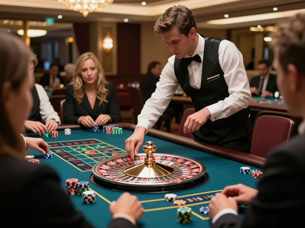 Watch players place their bets at a thrilling 789bet roulette table in a luxurious casino.
