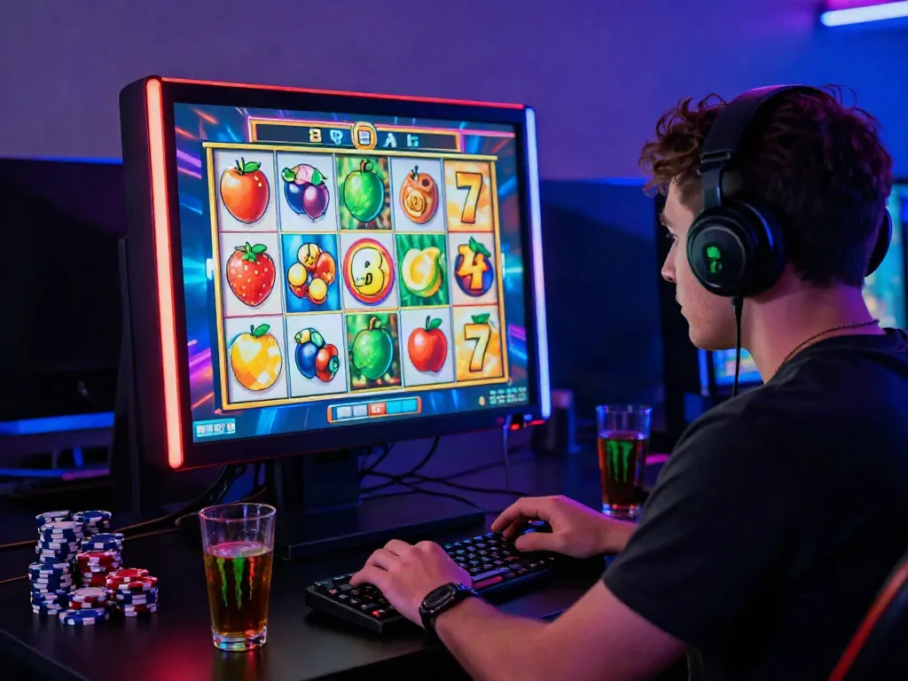 Pengalaman bermain slot online di NAGAHOKI303, menunjukkan simbol berwarna-warni dari mesin slot.