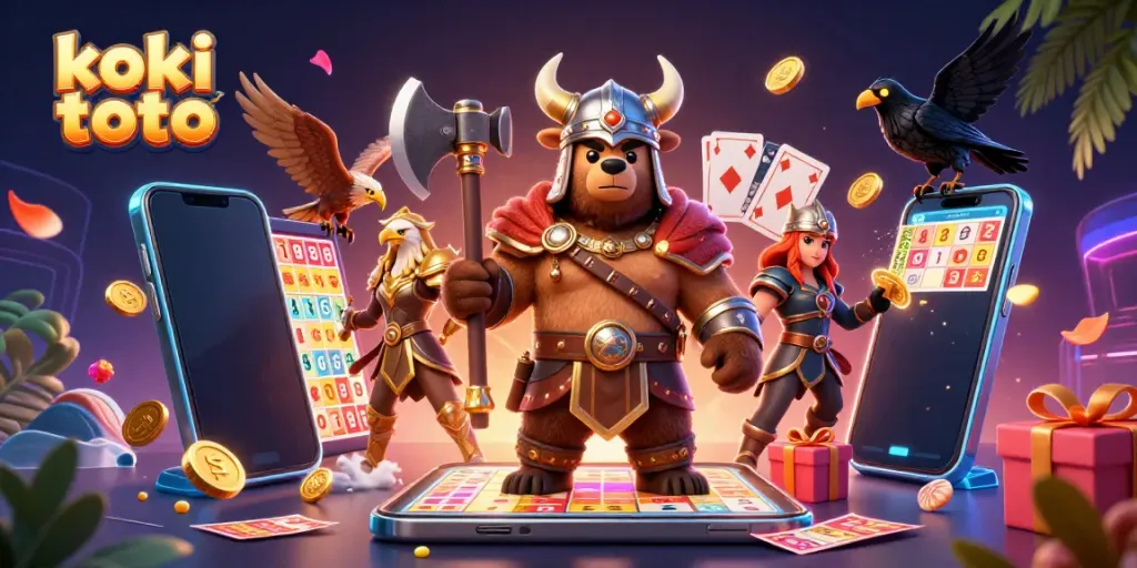 Permainan koki toto yang menarik dengan karakter Viking, eagle, dan berbagai elemen lotere.