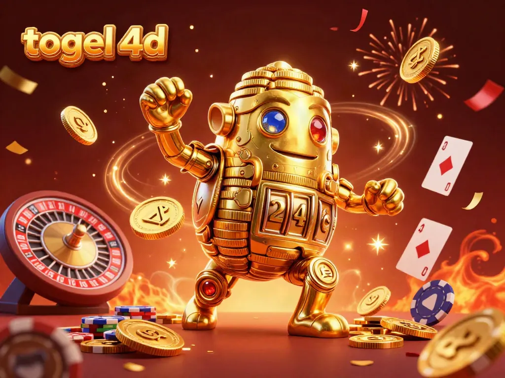 Experience the excitement of togel 4d with a vibrant 3D scene full of dynamic casino elements and glowing characters.