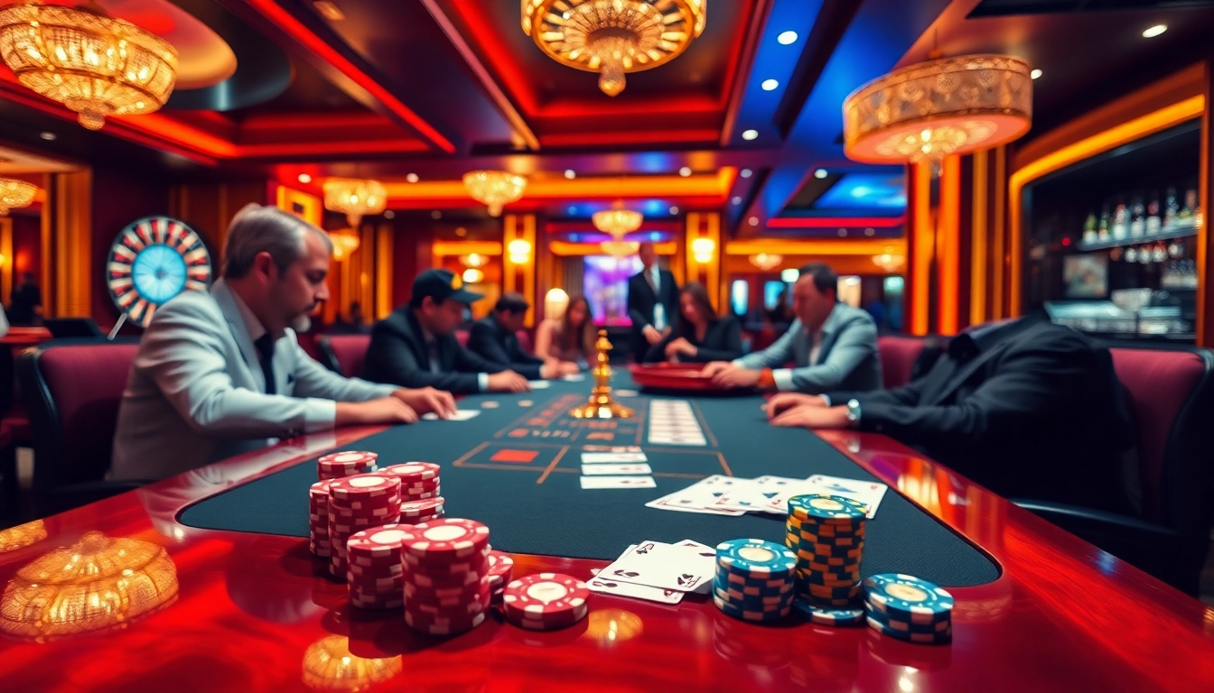 A thrilling scene of poker action capturing the essence of daftar idn poker, showcasing vibrant chips and cards at a casino table.