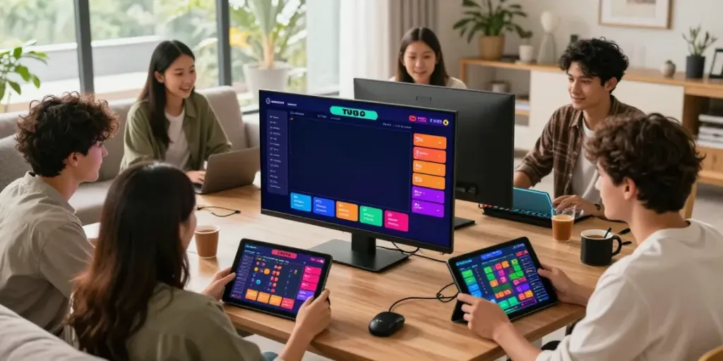 Players immersed in unsurtoto online gaming in a lively living room setting.