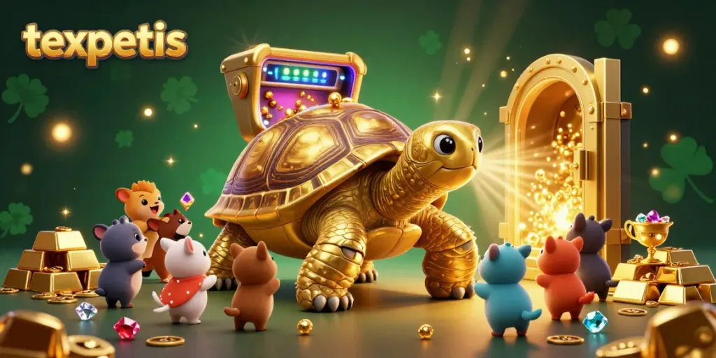 Menangkan jackpot di texpertis dengan karakter paduan emas di mesin pinball 3D interaktif.