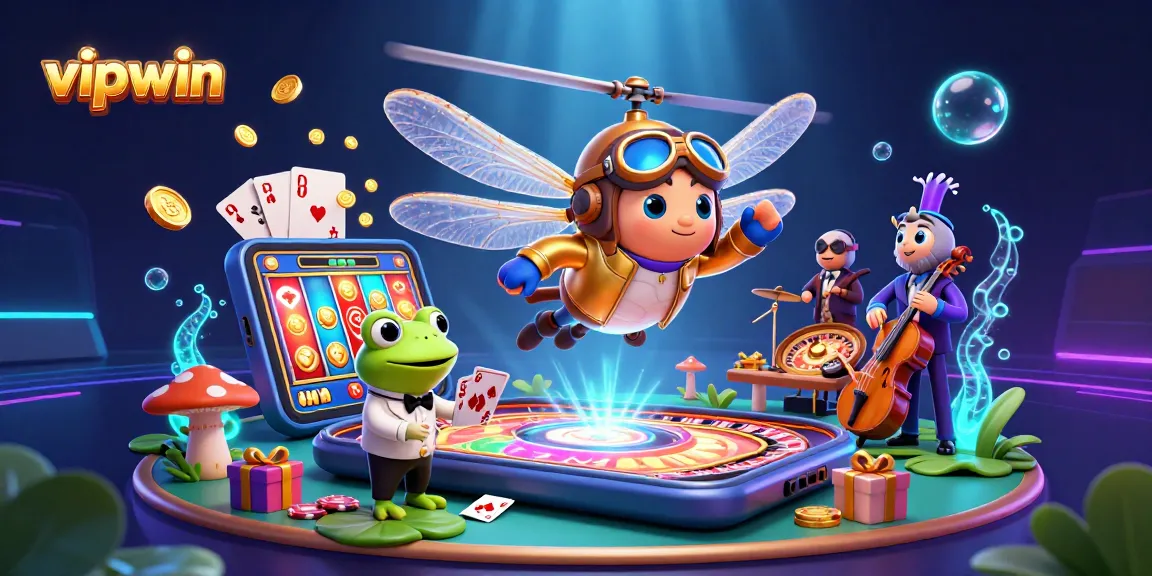 Experience exciting gaming dynamics with vipwin at a vibrant lily pad casino scene.