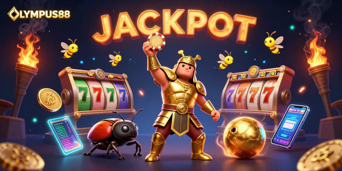 OLYMPUS88 menangkap jackpot dalam permainan slot dengan karakter unik yang beraksi.