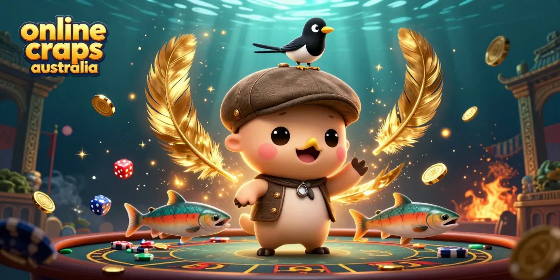 Experience online craps in Australia with playful characters and vibrant casino elements.