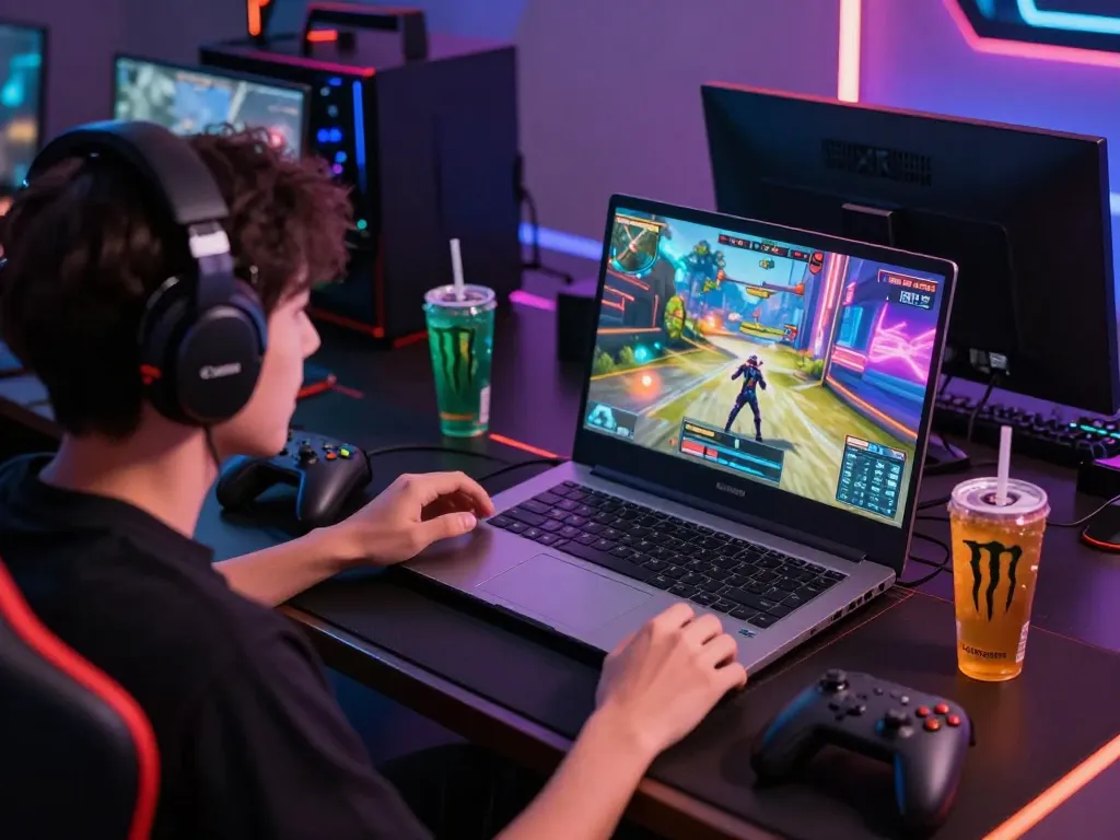 Exciting gaming atmosphere featuring user engaged with XX88 online platform on a laptop.