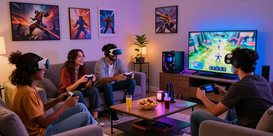Ruang bermain game mewah dengan LUXURY777, teman-teman bersenang-senang di ruang tamu yang nyaman.