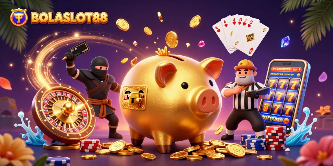 BOLASLOT88 menghadirkan konsep unik dengan celengan sumo emas, ninja dompet, dan wasit samurai kartu kredit.