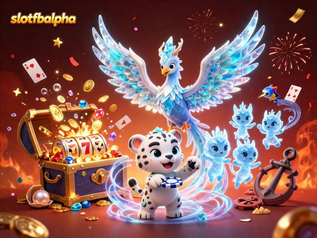 Engage with the slotfbalpha experience featuring a lively illustration of casino themes with a snowy twist.