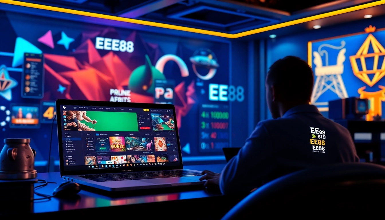 Engaging scene of đăng nhập ee88 on an advanced online gambling platform showcasing games and user interaction.