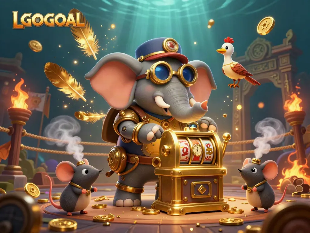 Experience thrilling games at LGOGOAL with a steampunk-inspired casino scene filled with vibrant elements.