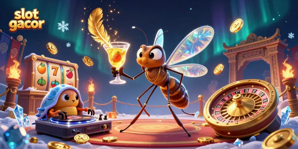 Engage with the slot gacor experience featuring a dynamic trio of characters and vibrant casino elements.