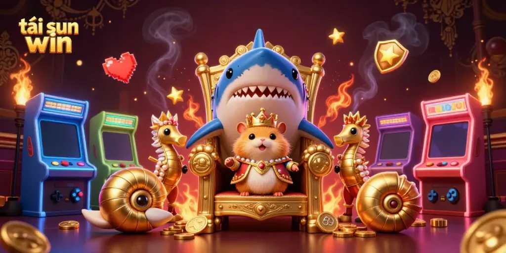 Experience fun gaming with tải sun win featuring a golden hamster king and vibrant game elements.