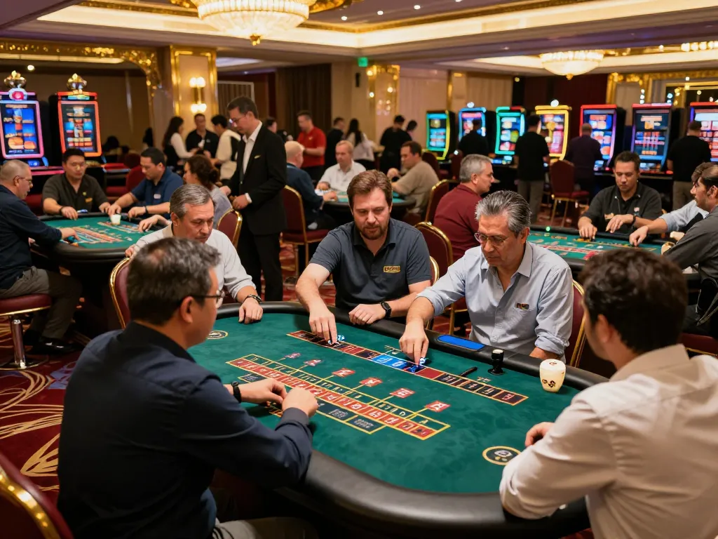 Players engaging in Tài Xỉu game with excitement and anticipation in a lavish casino environment.