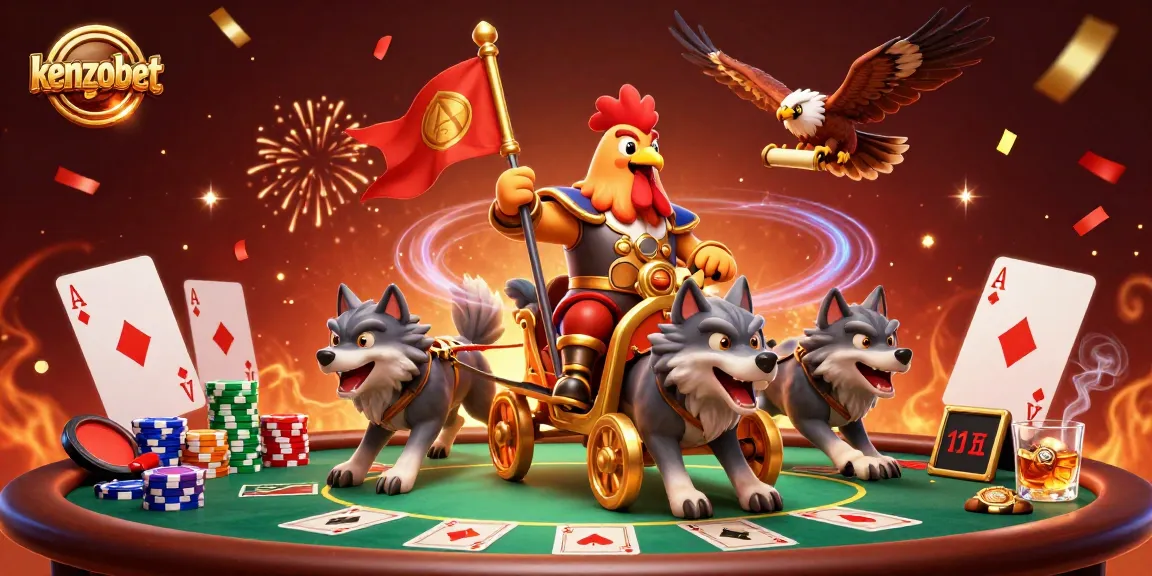 Menangkan hadiah besar di kenzobet dengan menggenggam empat as poker, dikelilingi oleh chip dan elemen kasino lainnya.