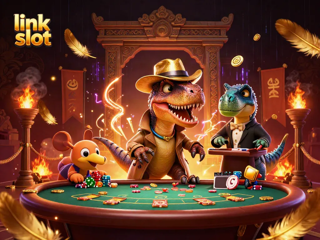 Gambarkan aksi slot jackpot seru dengan link slot di tengah suasana kasino yang hidup.
