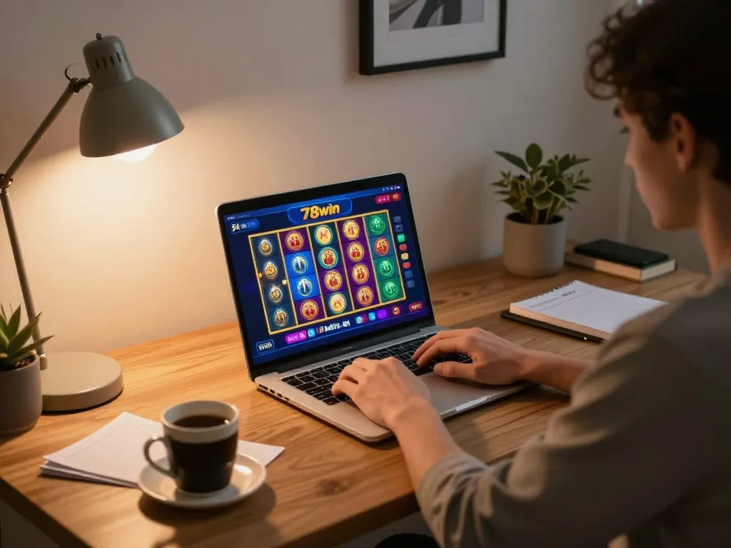 Play 78win slot games from a cozy home office setup