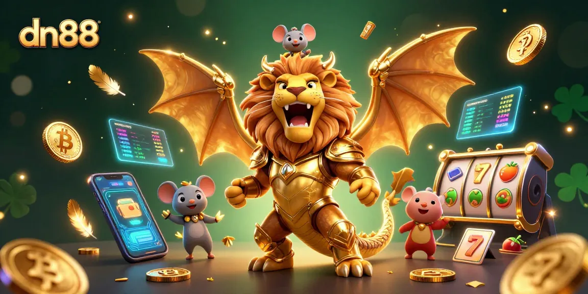Experience thrilling gameplay at dn88 with a vibrant, dynamic casino scene featuring winning slot reels.