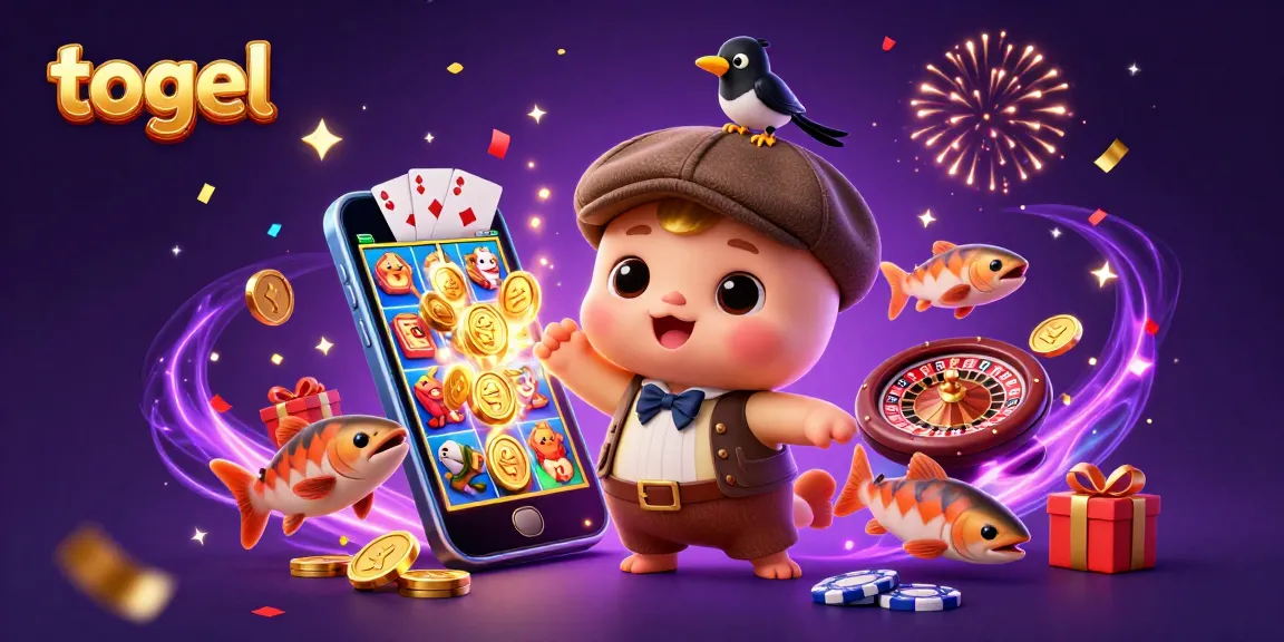 Menggoda togel dengan gambar kartu bermain, koin emas, dan salmon mengenakan tartan yang penuh warna.
