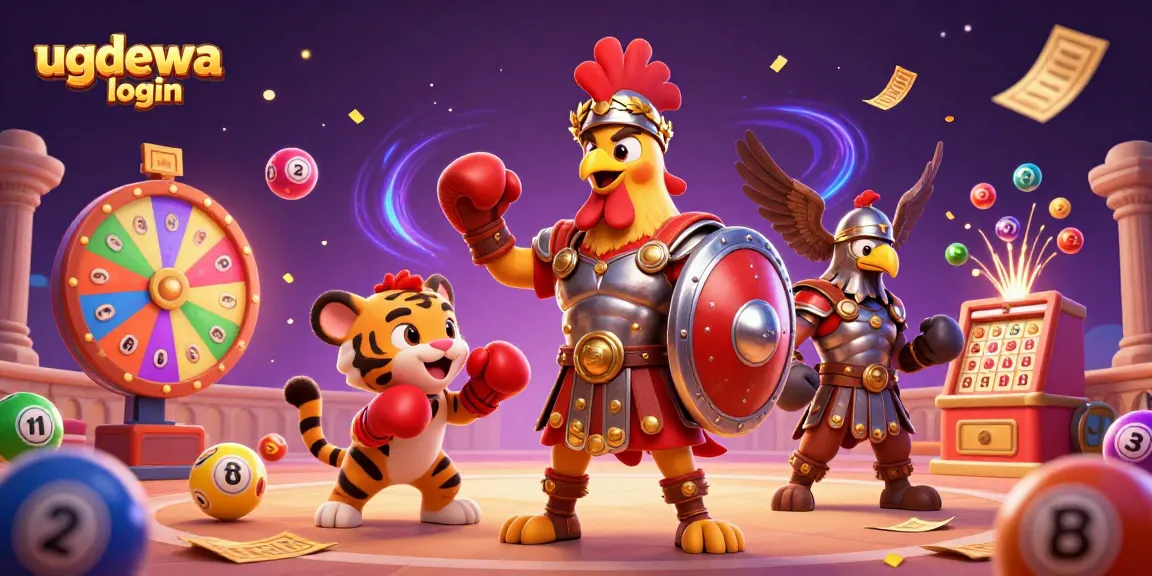 Engage with the excitement of ugdewa login as the gladiator rooster leads in an electrifying casino arena.
