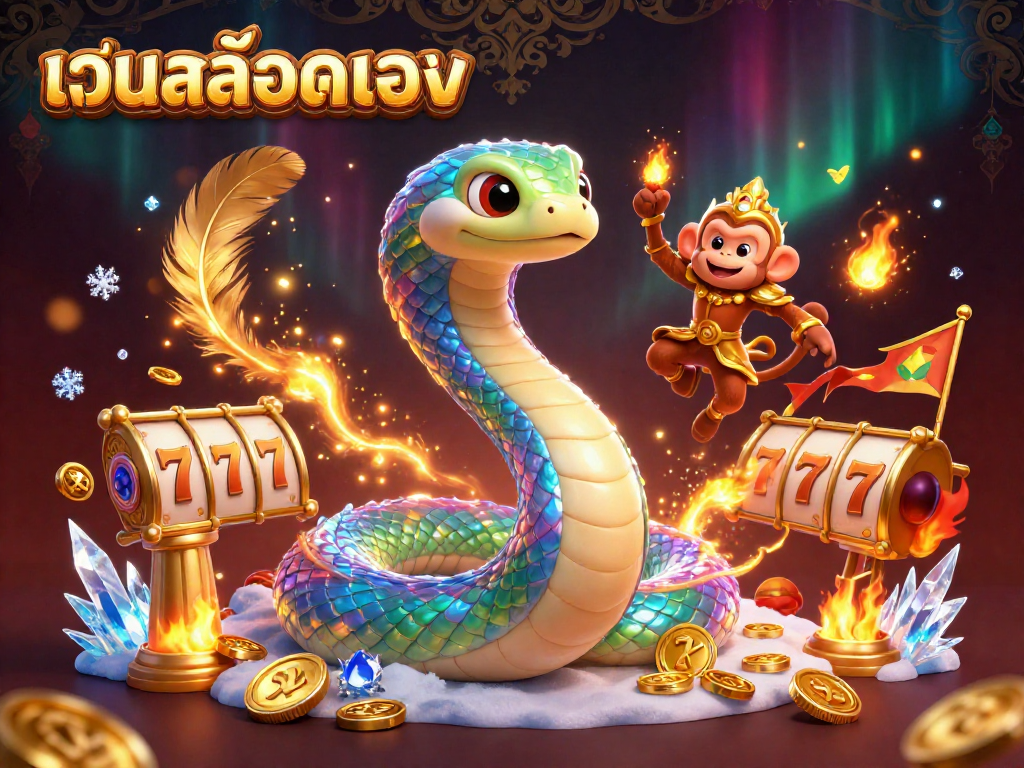 Win big with เว็บสล็อตตรง in this vibrant 3D scene filled with golden coins and dynamic slot reels.
