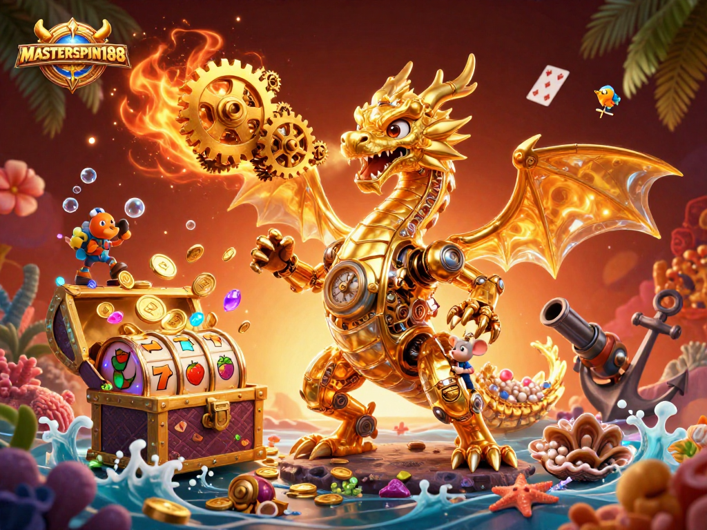 Experience the thrilling excitement of MASTERSPIN188 as the golden dragon breathes coins and cogs!