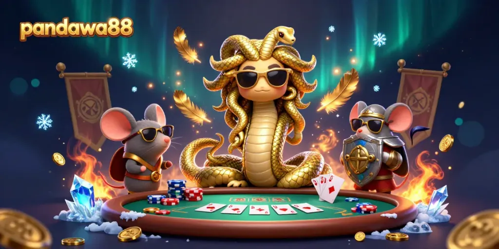 Pandawa88: Bergembira di meja poker dengan Medusa dan pahlawan, sambil bermain untuk menang.